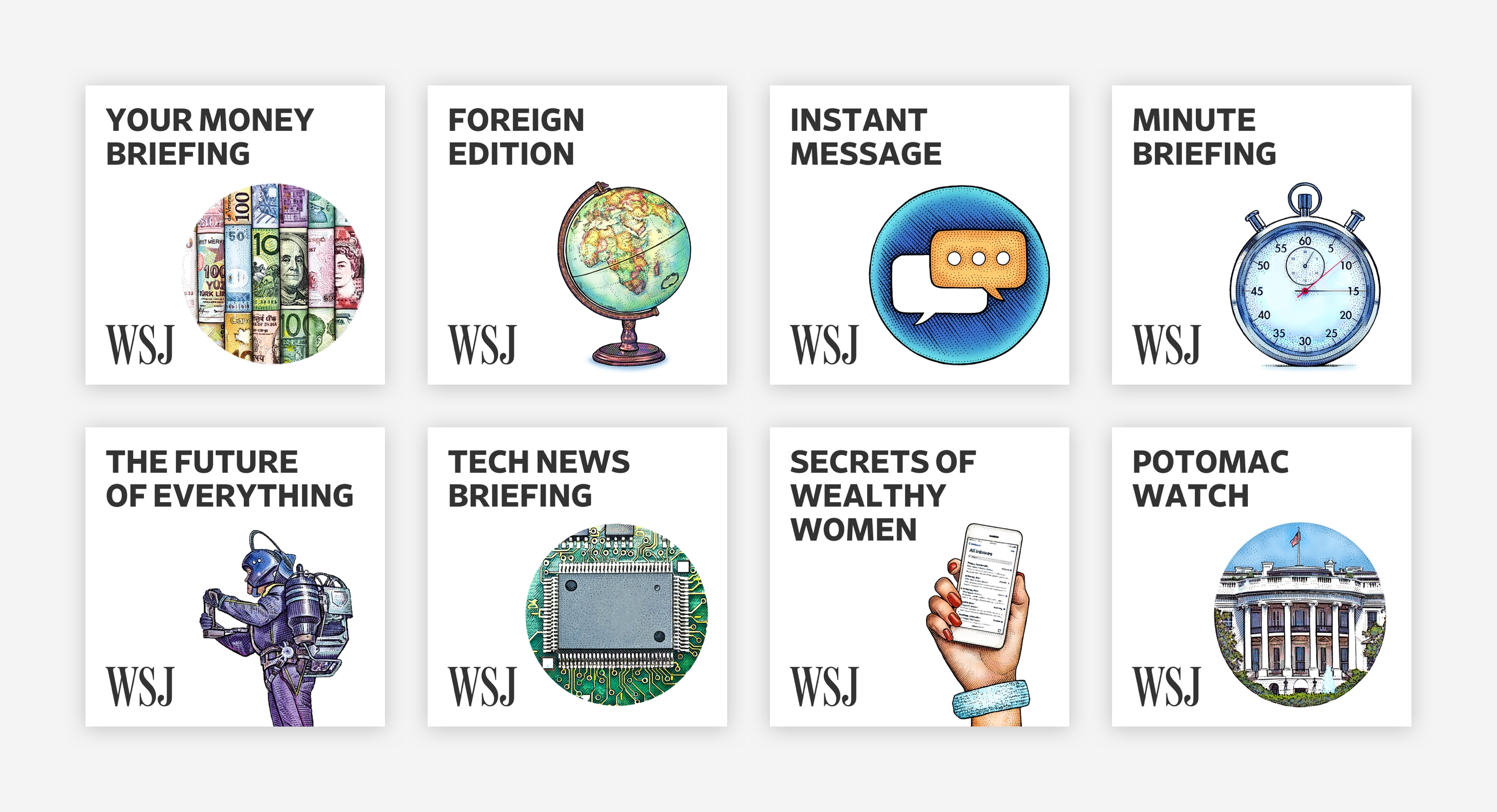 WSJ podcast branding / album covers.