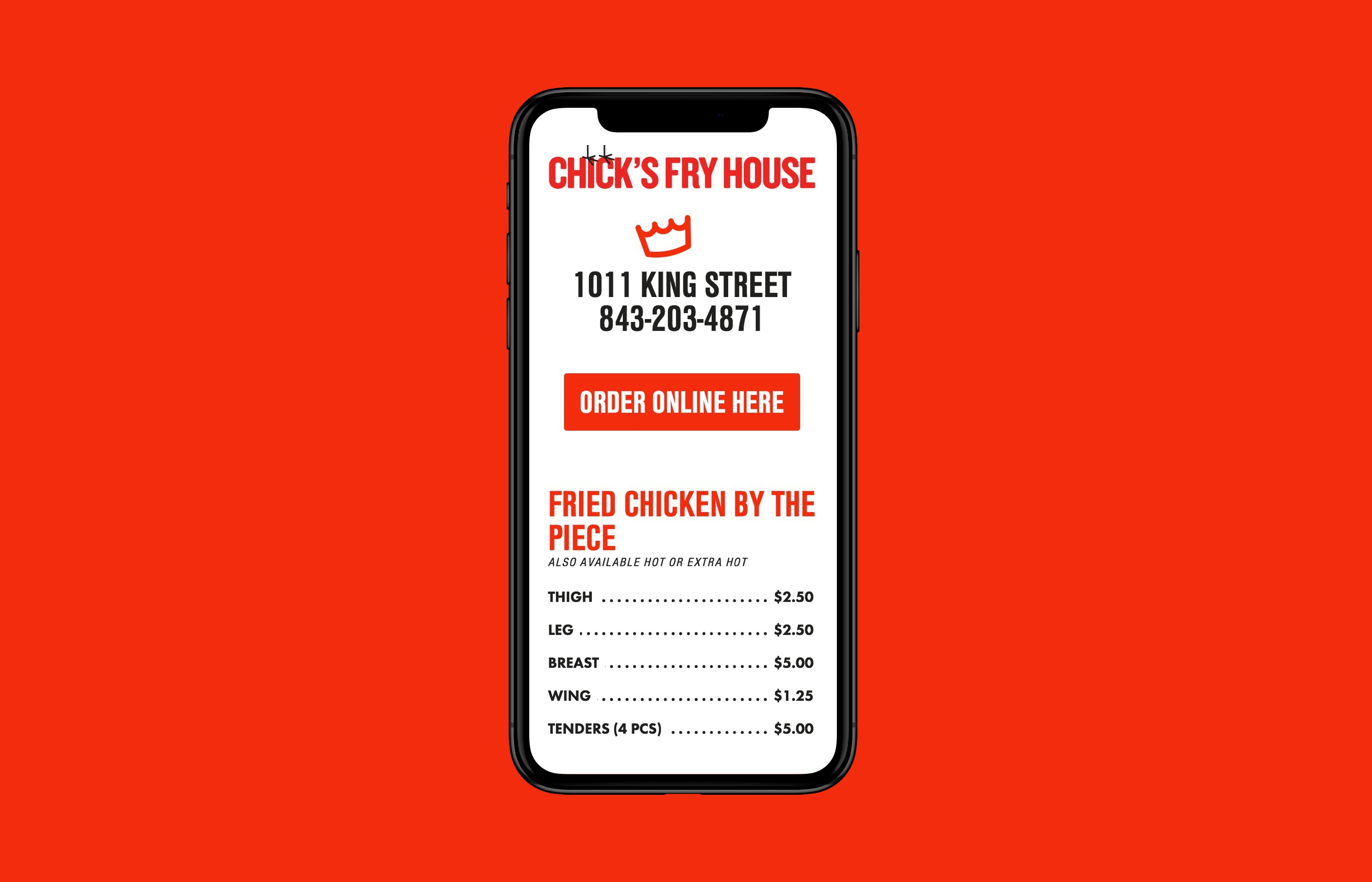 Chick's Fry House mobile website