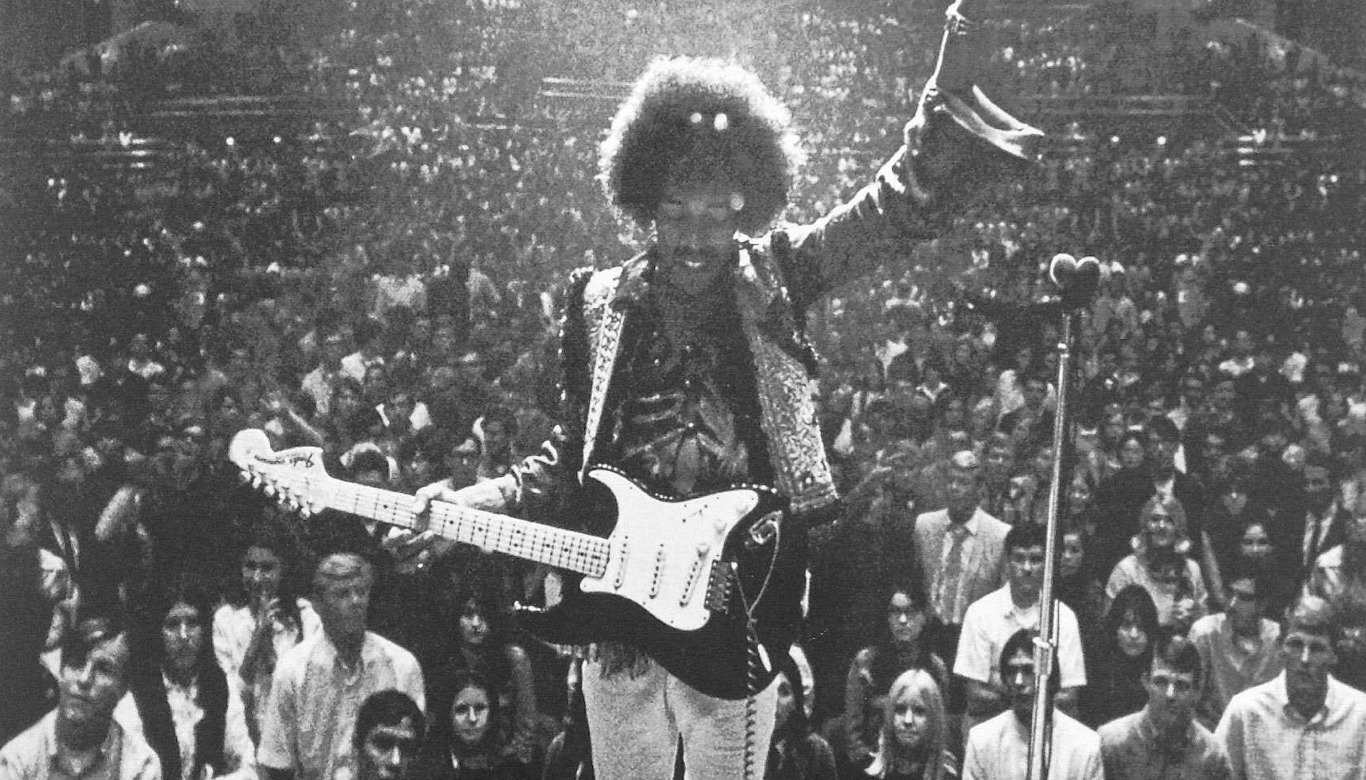 Jimi Hendrix performing in Bakersfield, CA circa 1968.