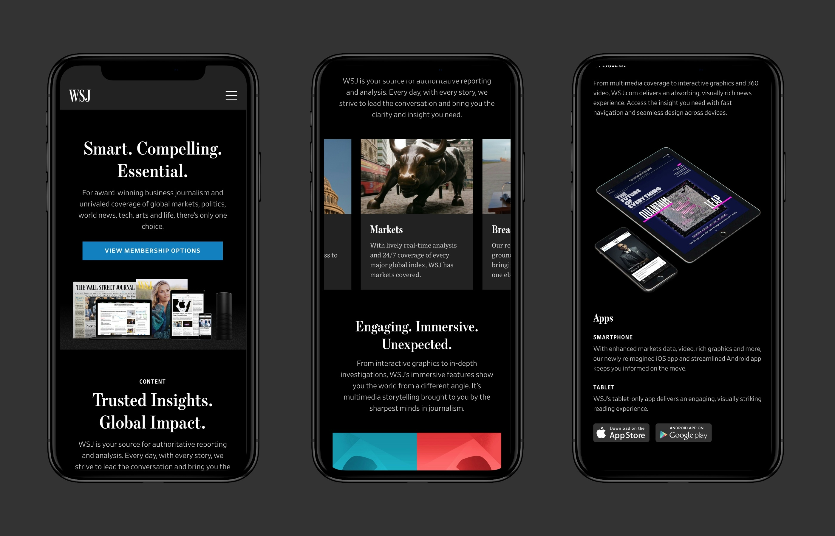 WSJ subscription marketing site – mobile.