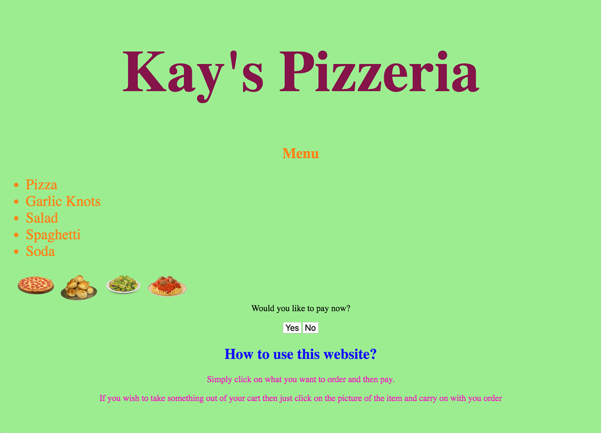 A ScriptEd student project. Kay's pizzeria!